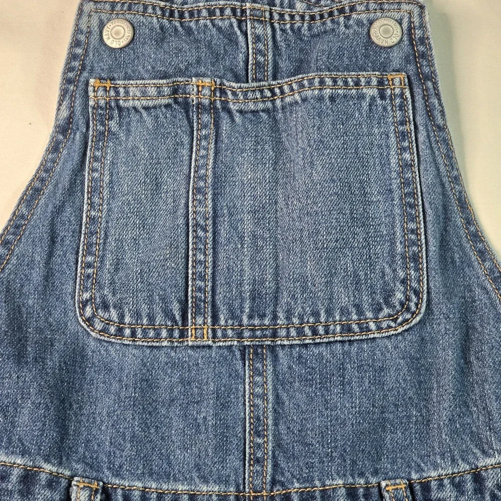 Old Navy Denim Shortalls Girls L 10-12 Blue Distressed Raw Hem Overalls Country